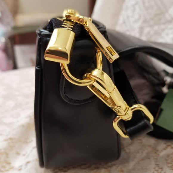 NWT! LOPPOP Black Faux Leather Purse Shoulder Bag w/Two Detachable Straps - Picture 9 of 11